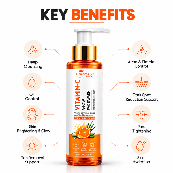 Vitamin C Glow Face Wash with Aloe Vera | Nutrazix Glow